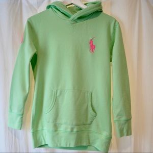 Girls Polo Ralph Lauren lime green/pink hoodie
